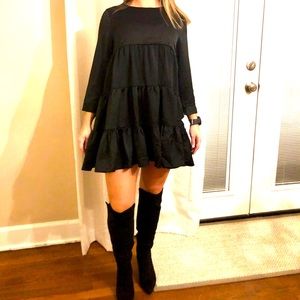 Impeccable Pig Black Tiered Mini Dress